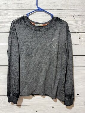 C&C California Charcoal Gray Long-Sleeve Crewneck Small Ghost Outline Womens